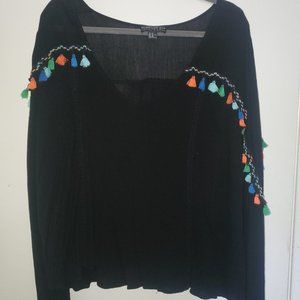 Black long sleeve with tassels size 2x